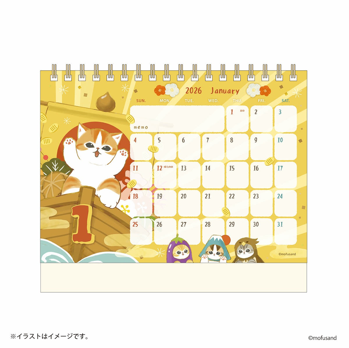 mofusand 2026 Desktop Calendar Starting January (with Mini Stickers)