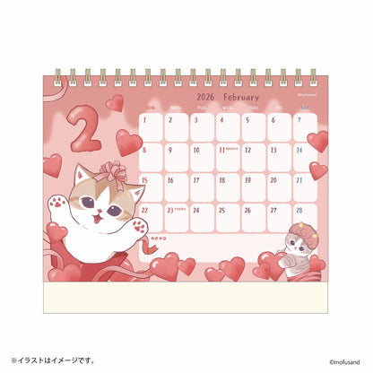 mofusand 2026 Desktop Calendar Starting January (with Mini Stickers)