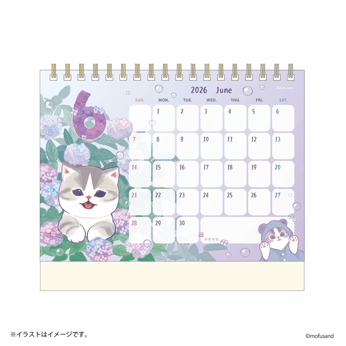 mofusand 2026 Desktop Calendar Starting January (with Mini Stickers)