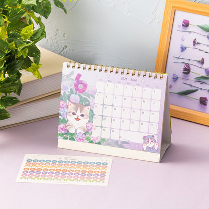 mofusand 2026 Desktop Calendar Starting January (with Mini Stickers)