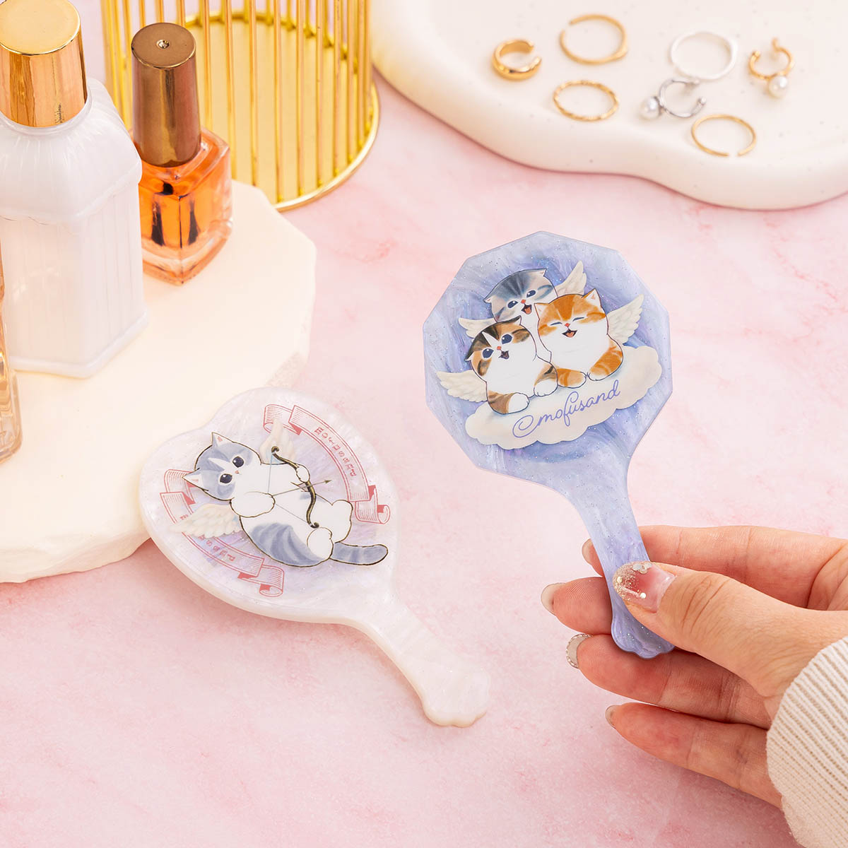 mofusand キューピッド&エンジェル アクリルミニハンドミラー(にゃかよ