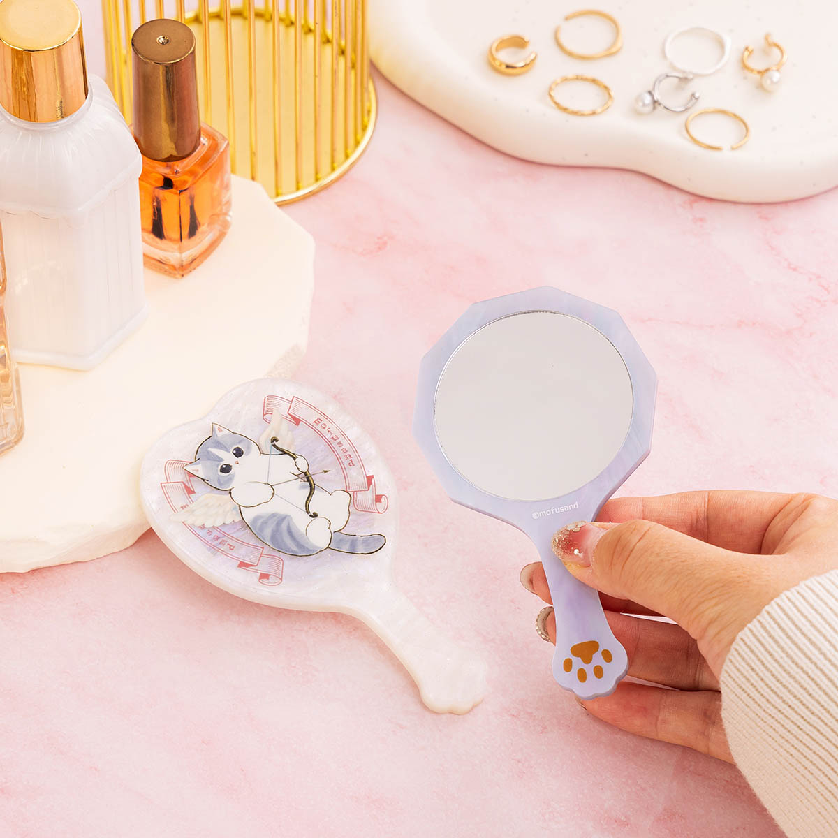 mofusand キューピッド&エンジェル アクリルミニハンドミラー