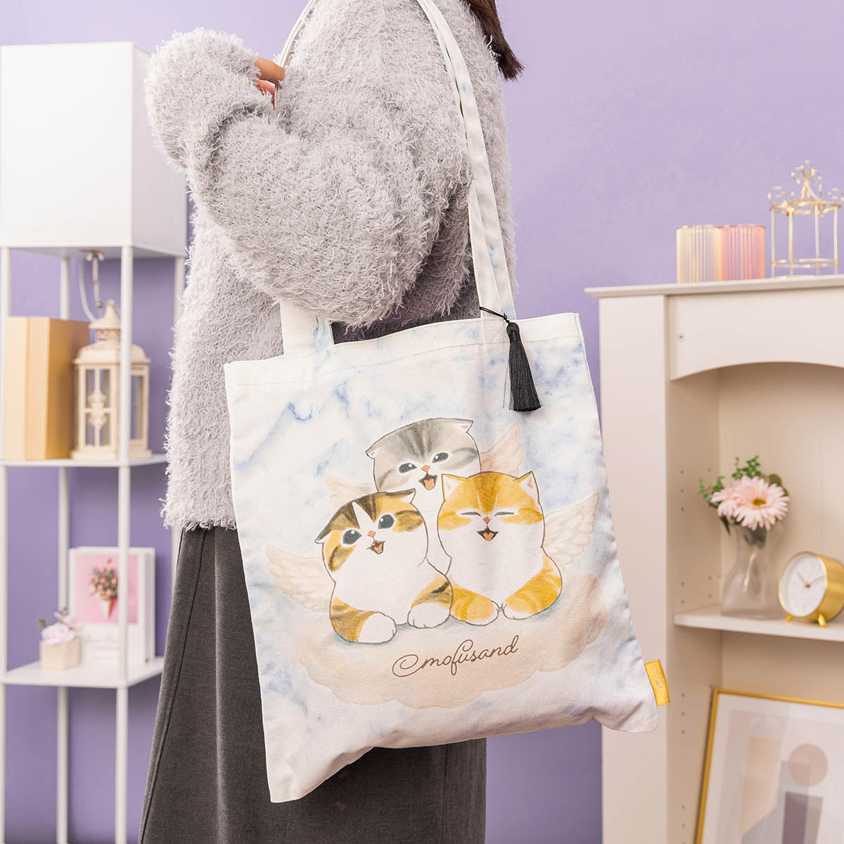 mofusand Cupid & Angel Tote with Tassel (Best Meow Friends)