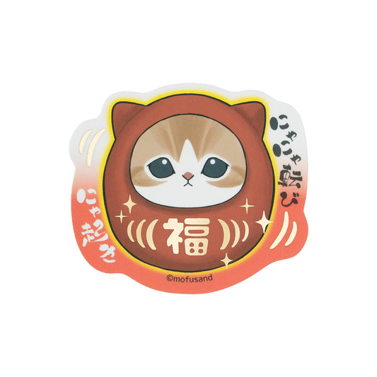mofusand Auspicious Meow Smartphone-sized Foil Stamped Sticker (Fall Seven Times, Rise with Meow)