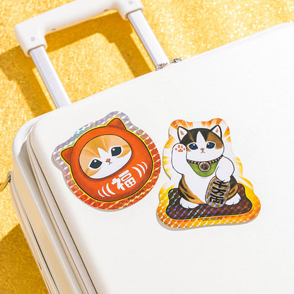 mofusand おめでたいにゃん 大きめサイズのホログラムステッカー(だるまにゃん)