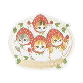 mofusand MERCI STRAWBERRY Smartphone-sized Foil-Stamped Sticker (Strawberry Costume Cat – Four Cats)