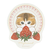mofusand MERCI STRAWBERRY Smartphone-sized Foil-Stamped Sticker (Cat Holding a Strawberry)