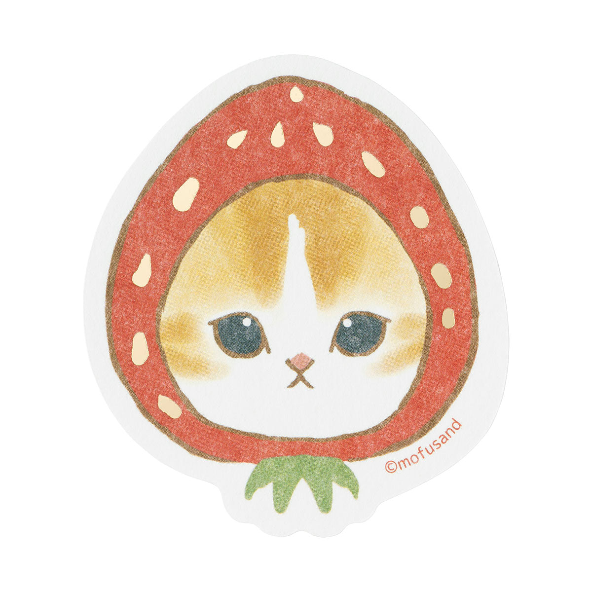 mofusand MERCI STRAWBERRY スマホに貼れるサイズの箔押しステッカー