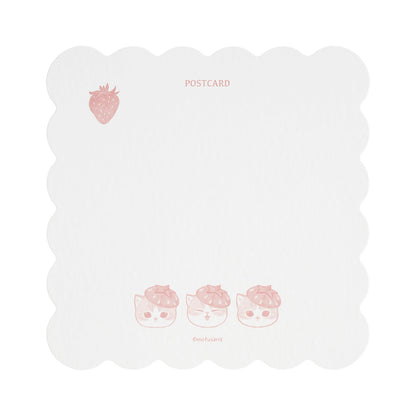 mofusand MERCI STRAWBERRY 箔押しダイカットポストカード(いちご帽子)
