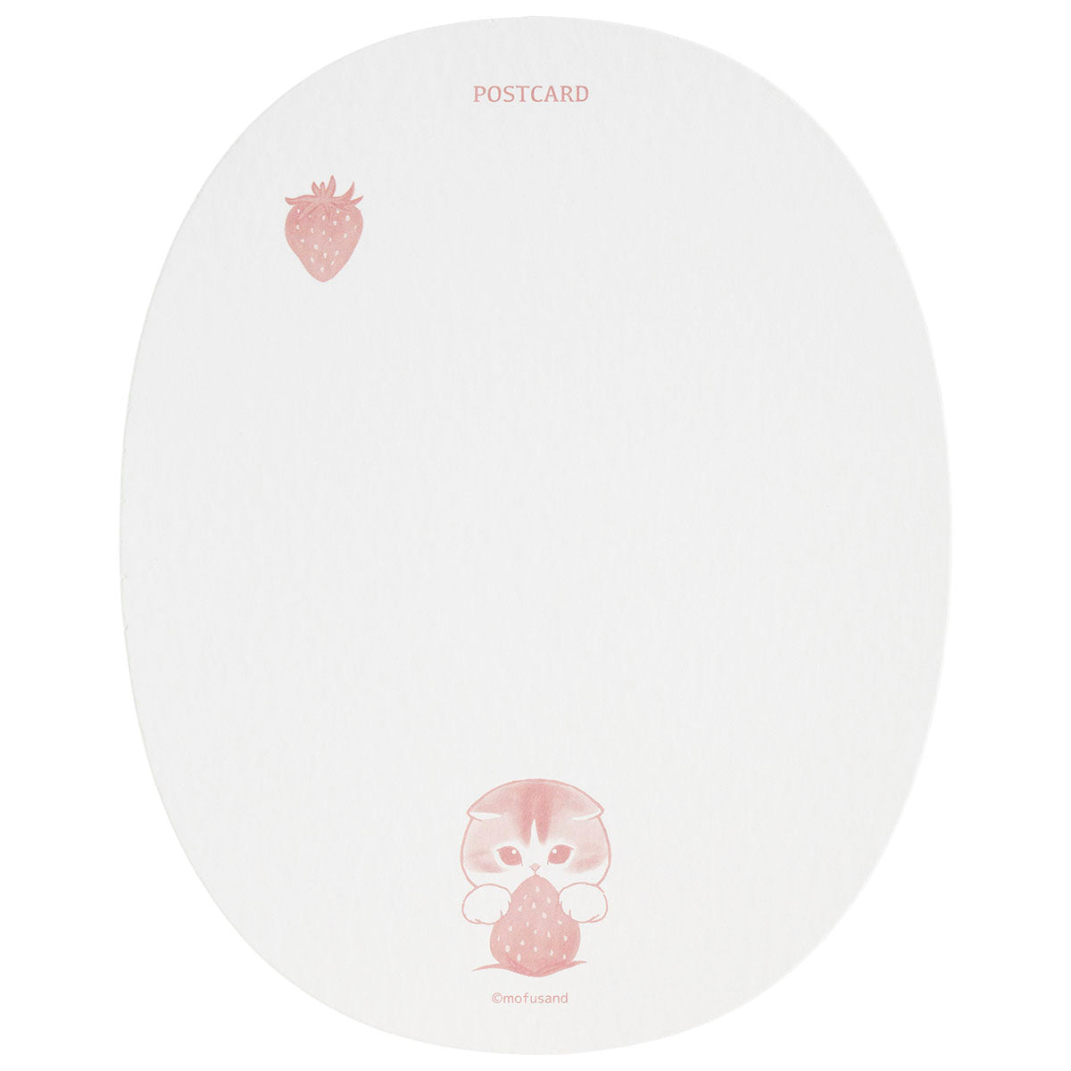 mofusand MERCI STRAWBERRY Foil-Stamped Die-Cut Postcard (Cat Holding a Strawberry)