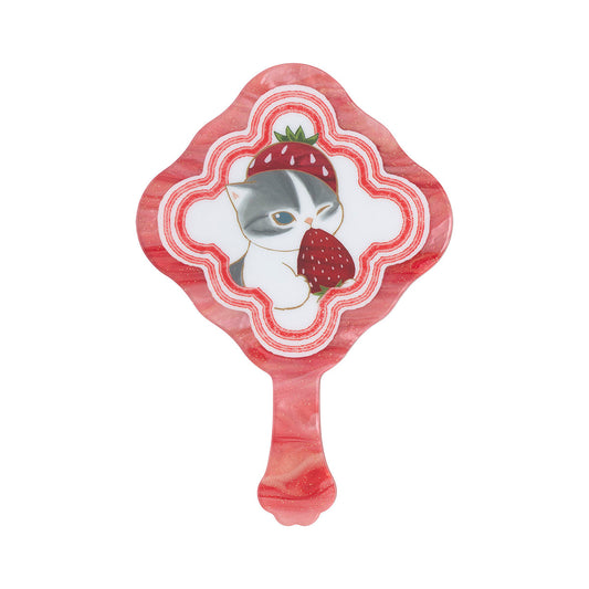 mofusand MERCI STRAWBERRY Acrylic Mini Hand Mirror (Red)