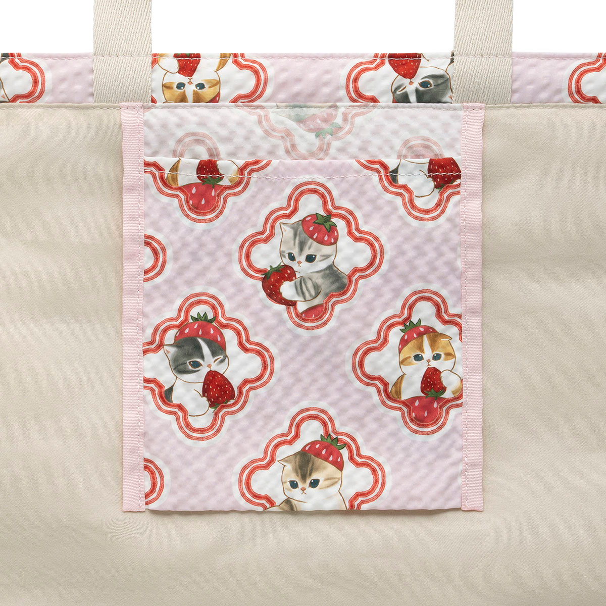 mofusand MERCI STRAWBERRY フラットトート(ピンク)