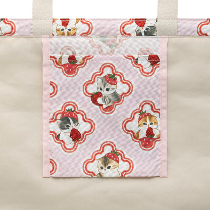 mofusand MERCI STRAWBERRY フラットトート(ピンク)