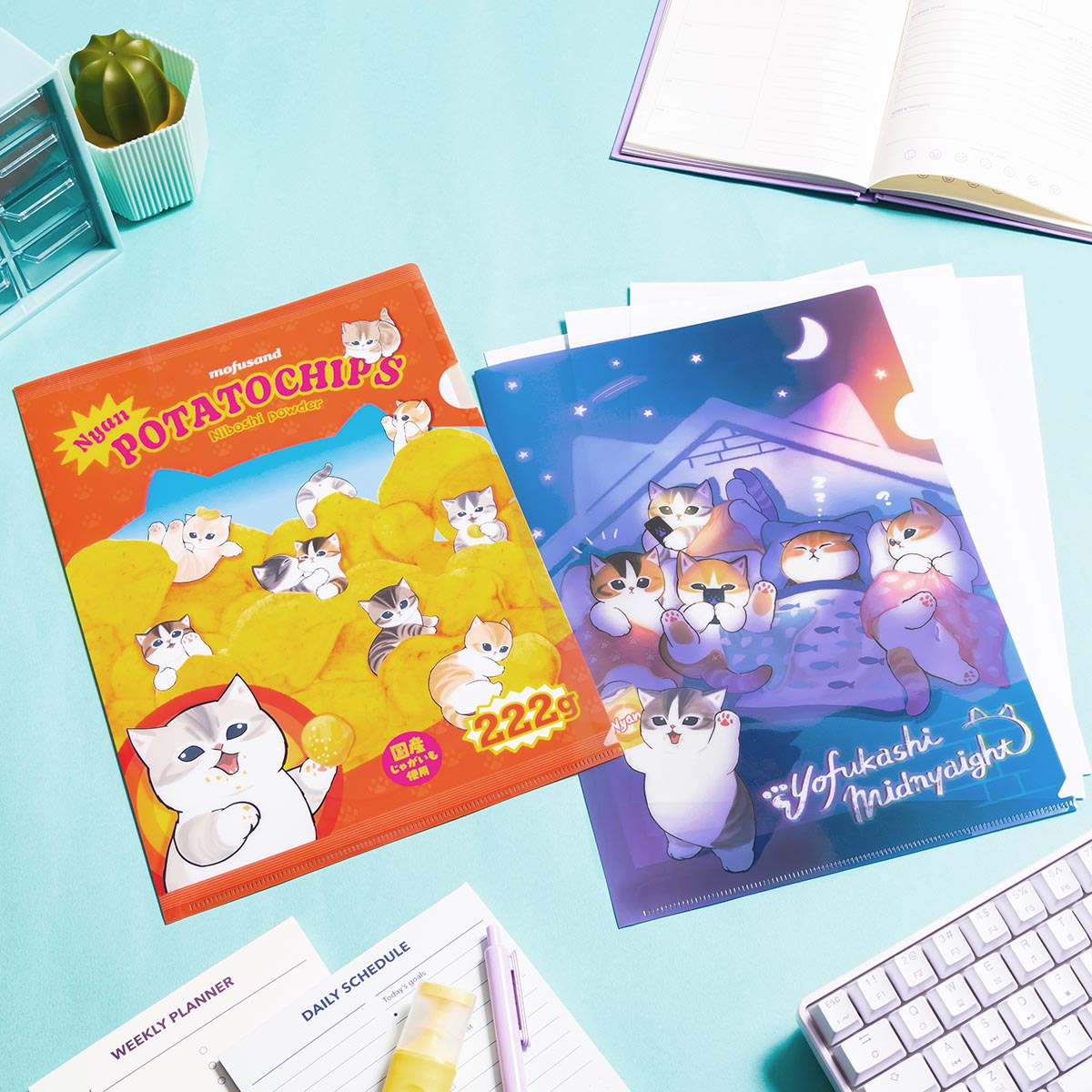 mofusand 自堕落にゃん クリアファイル(ポテチまみれ)