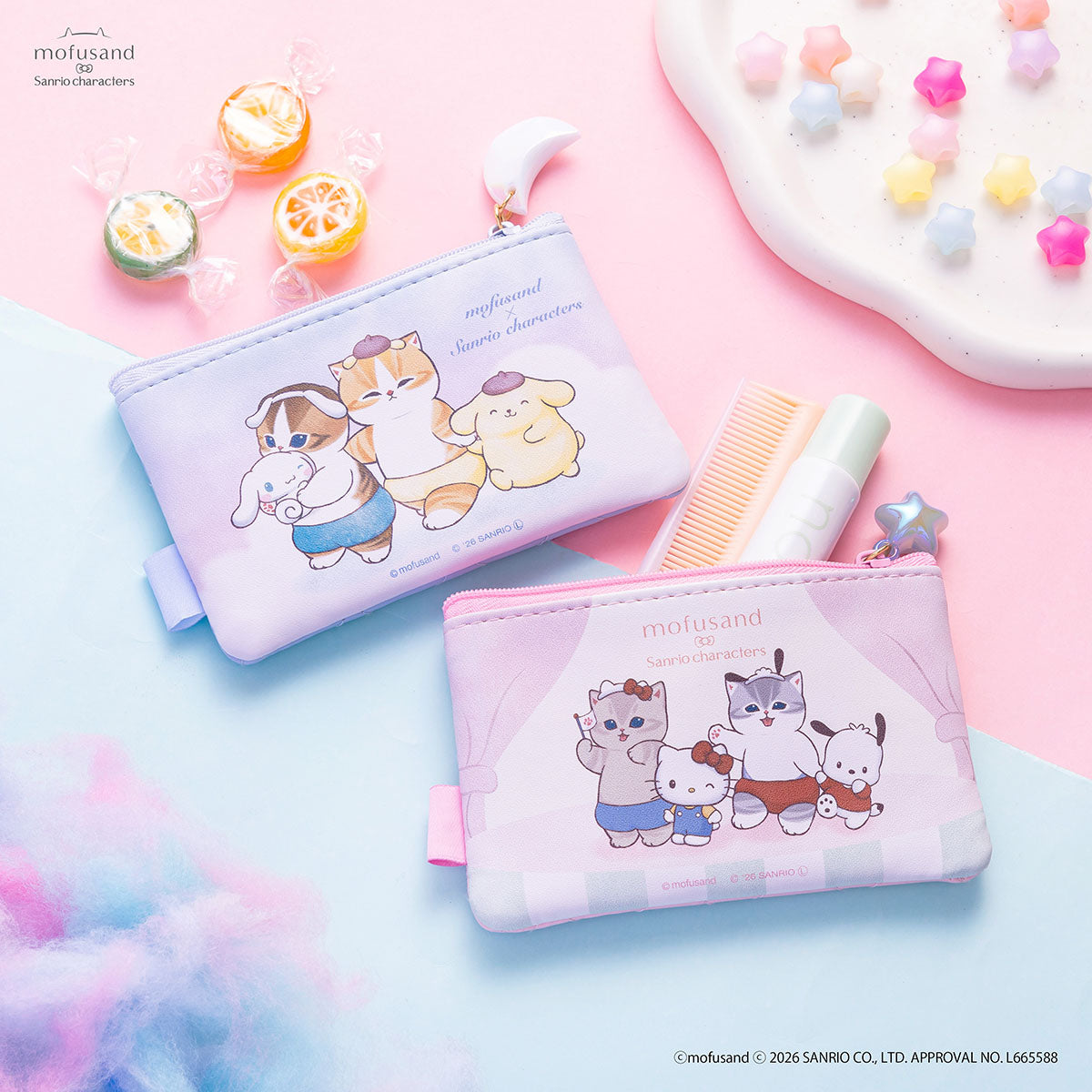 mofusand x Sanrio Characters Pouch Set (2 pcs)