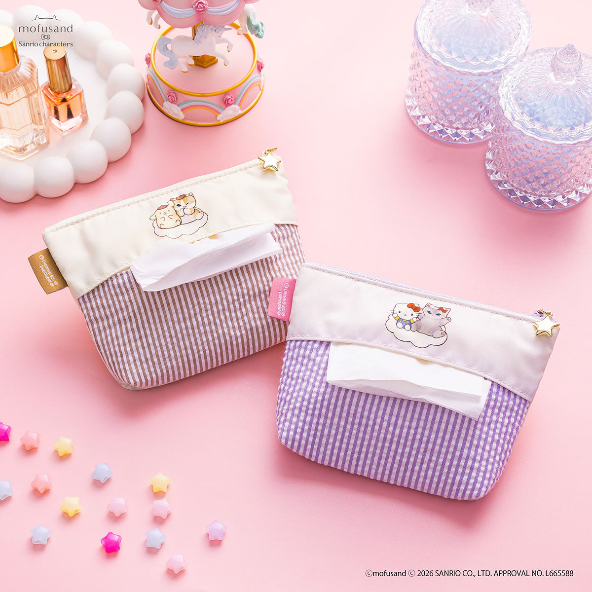 mofusand×サンリオキャラクターズ ポケットティッシュが入るポーチ(ポムポムプリン)