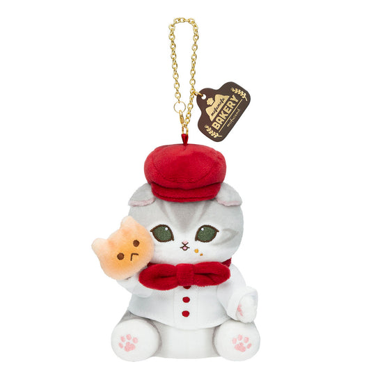 mofusand Mofumofu Bakery Baker Cat Mascot Keychain (Gray & White)