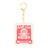 mofusand BOARD SHARK! 쉐이커 아크릴 열쇠고리 (CAT DIVE)