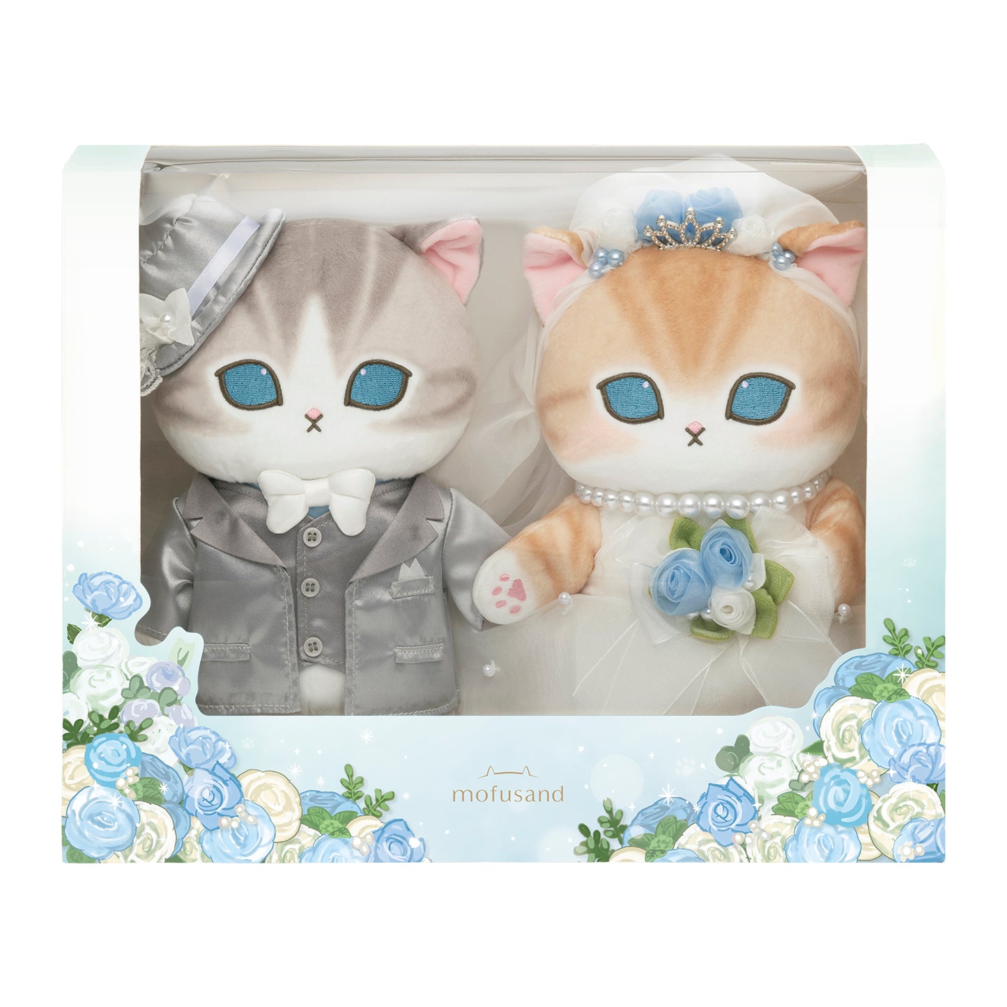 【予約】mofusand にゃんこのサムシングブルーなウェディングペアぬいぐるみ(花嫁にゃん・花婿にゃん)【2026年11月下旬より順次発送予定】【通常商品と同時購入・配送希望日指定不可】【キャンペーン対象外】