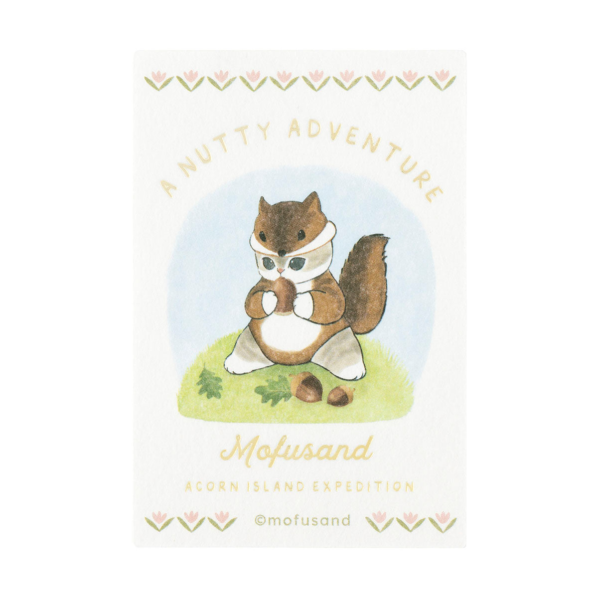 mofusand WOODLANDS 스마트 폰에 붙일 수있는 사이즈의 호일 푸시 스티커 (도토리를 먹고있는 리스 냥)