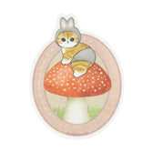 mofusand WOODLANDS Foil-stamped stickers that can be attached to smartphones (riding on mushrooms)Rabbit Meow)