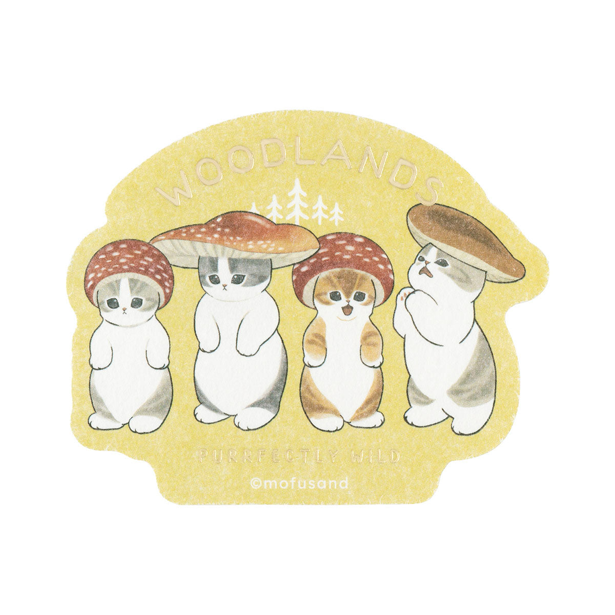 mofusand WOODLANDS Foil-stamped stickers that can be attached to smartphones (Kinoko Nyan)