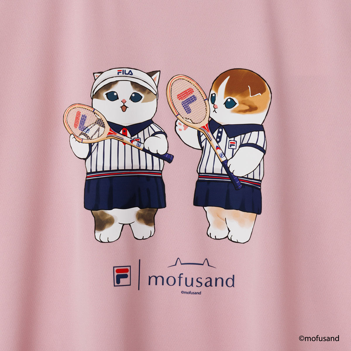 mofusand×FILA S／S T-shirts(PINK・pair cats)