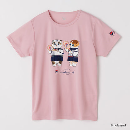mofusand×FILA S／S T-shirts(PINK・pair cats)