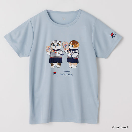 mofusand × FILA 반팔 티셔츠 (색스・페어 고양이)