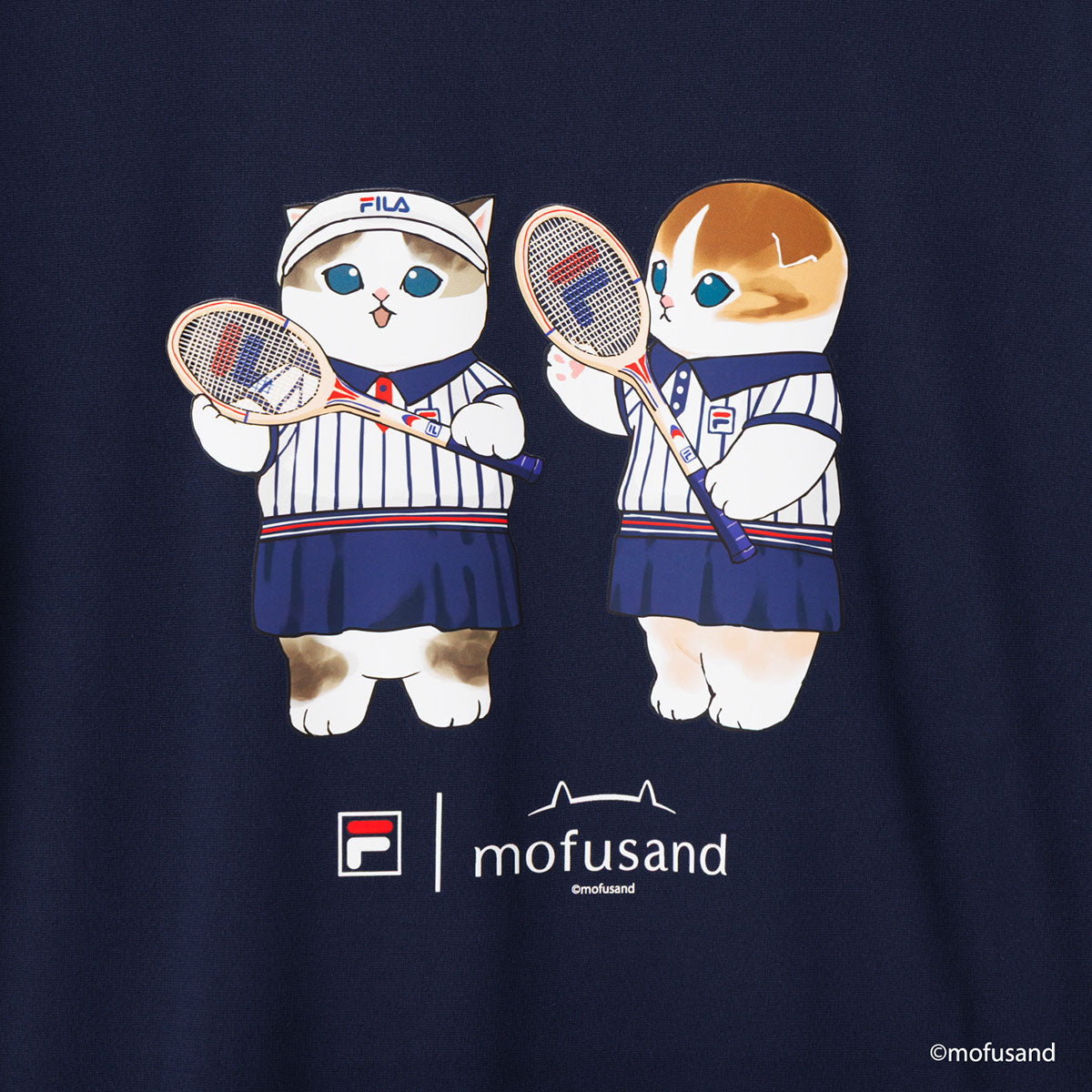 mofusand×FILA S／S T-shirts(NAVY・pair cats)