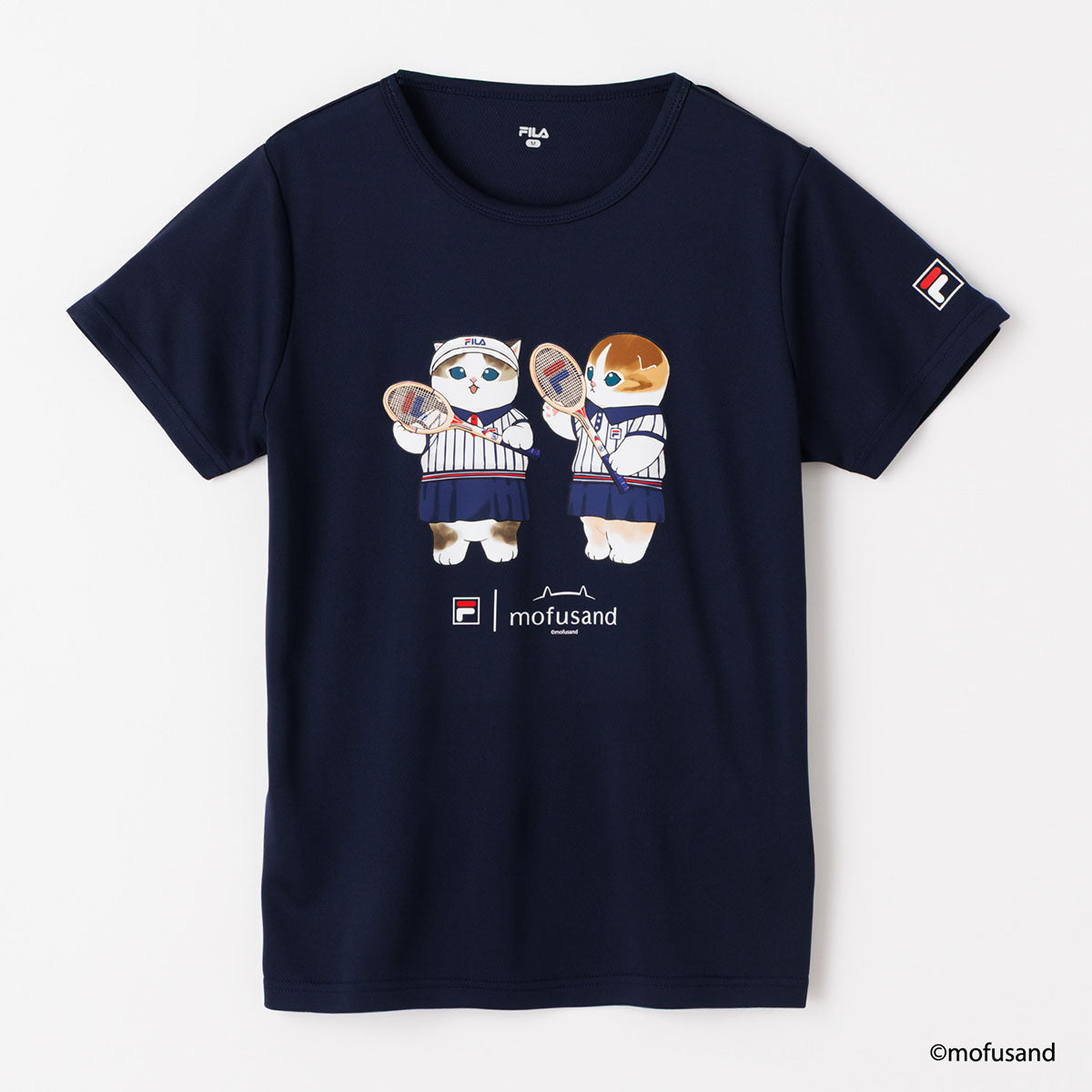 mofusand×FILA S／S T-shirts(NAVY・pair cats)
