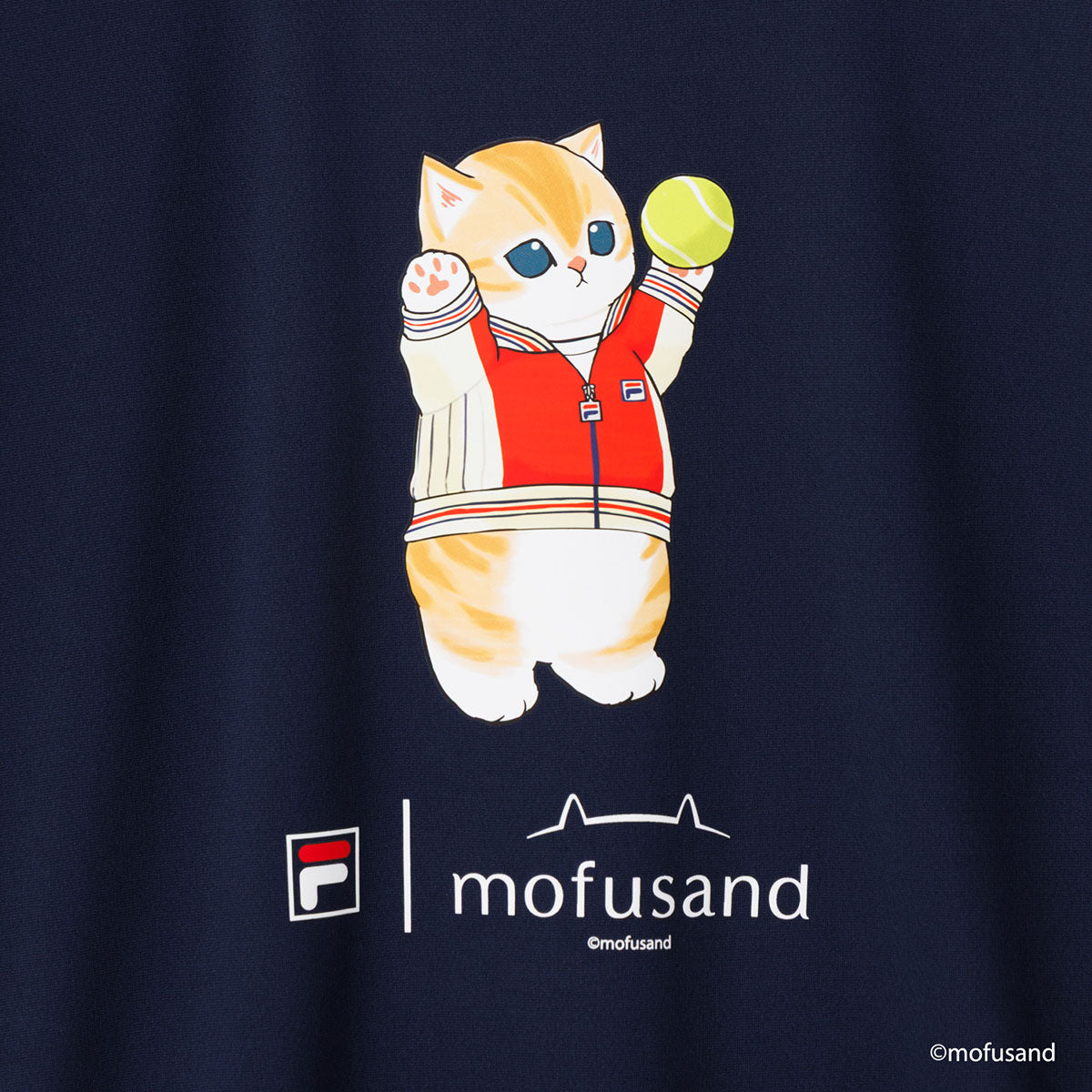 mofusand × FILA 短袖T恤（海軍藍・BJ貓）