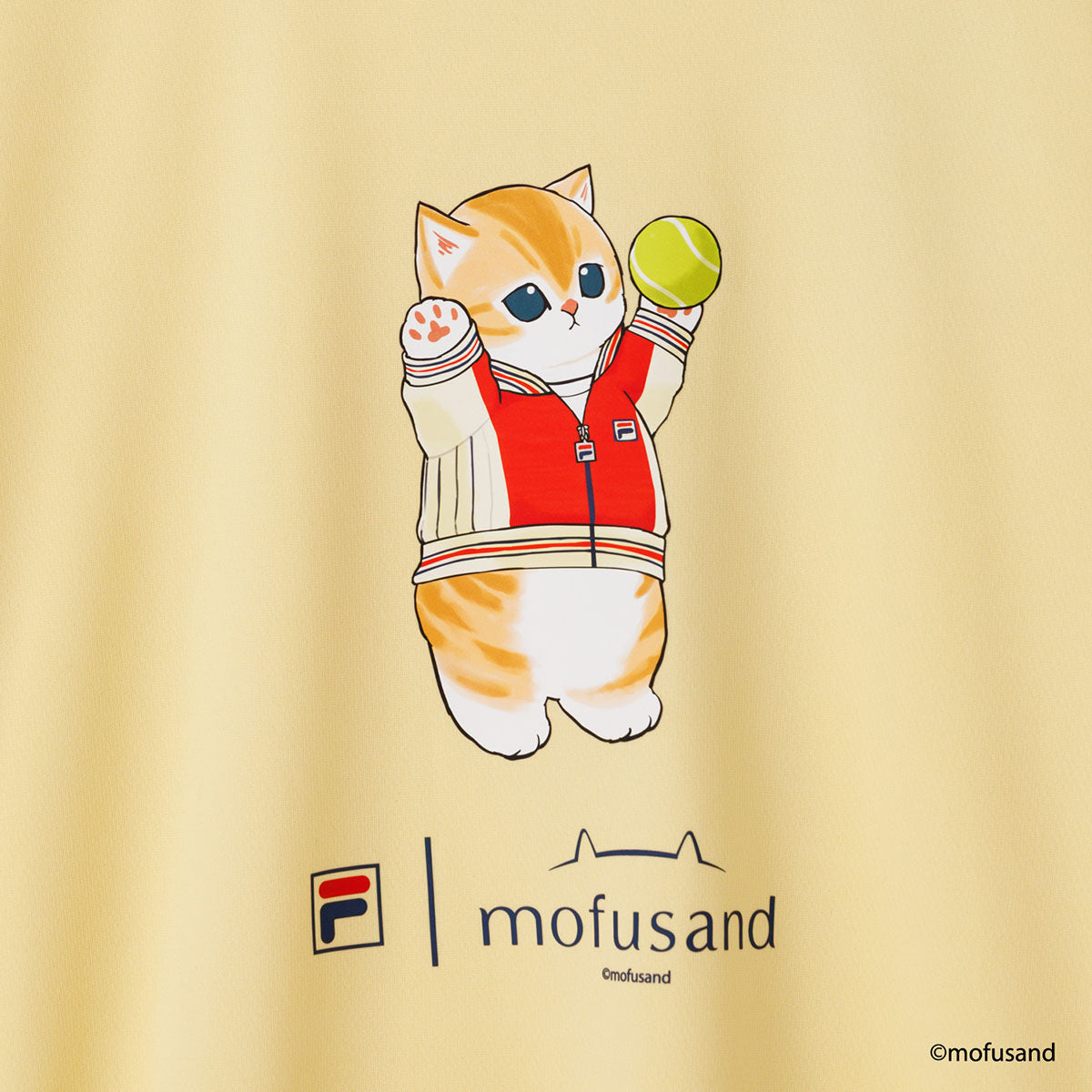 mofusand × FILA S/S T-shirts (LIGHT YELLOW・BJ cat)