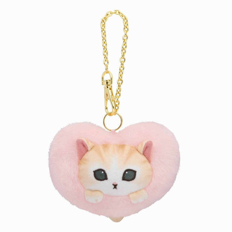 mofusand 蓬鬆愛心貓吊飾（粉色）