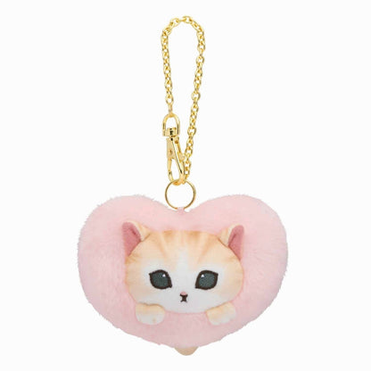 mofusand 蓬鬆愛心貓吊飾（粉色）