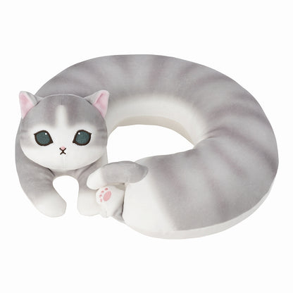 mofusand 여행 동반자! Nyanko Fluffy Meck Pillow (회색 흰색)