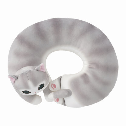 mofusand 여행 동반자! Nyanko Fluffy Meck Pillow (회색 흰색)
