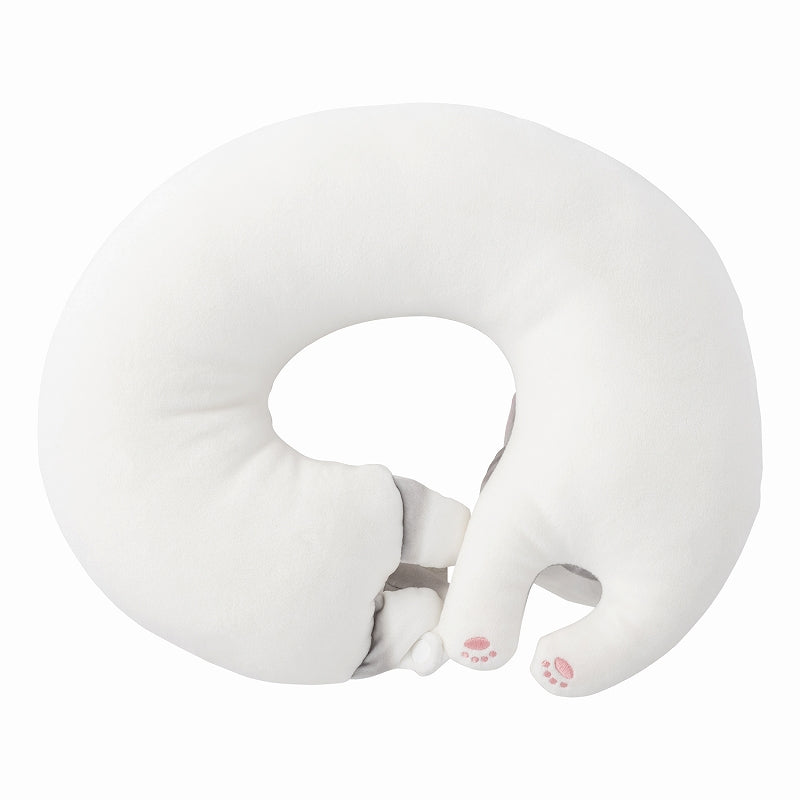 mofusand Travel Buddy! Fluffy Meow Neck Pillow (Gray-White