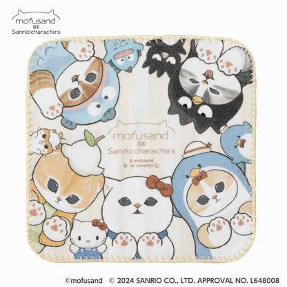 mofusand×サンリオキャラクターズ 大きめステッチメローハンドタオル(肉球)