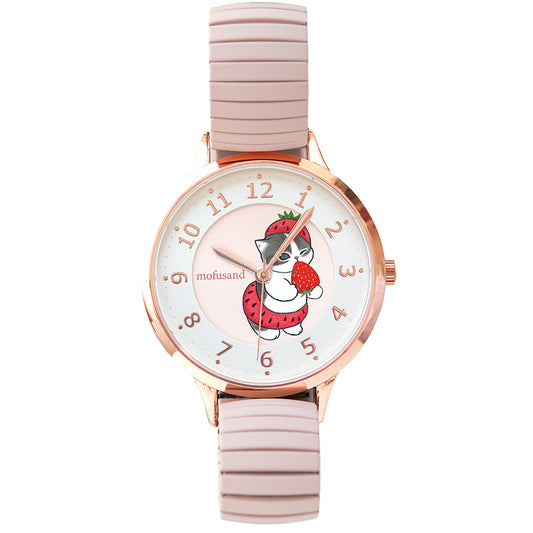 mofusand Stretch Band Watch (Strawberry Meow)