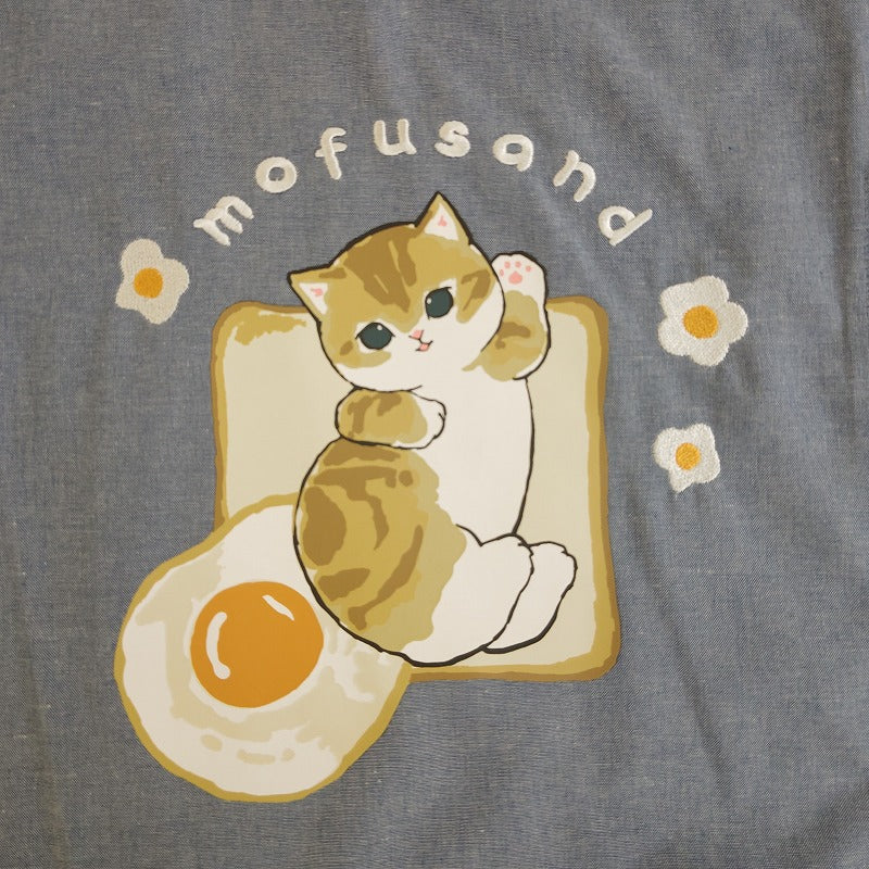 mofusand エプロン(エッグトーストにゃんこ ネイビー)