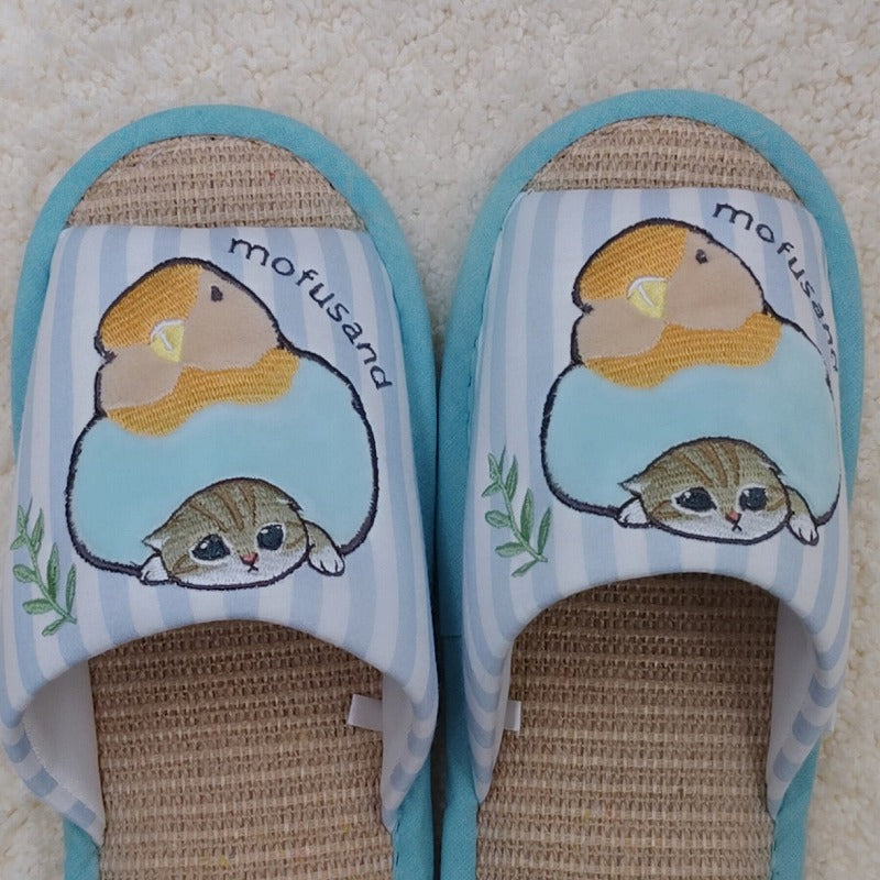 mofusand Jute slippers (parakeet and cat)