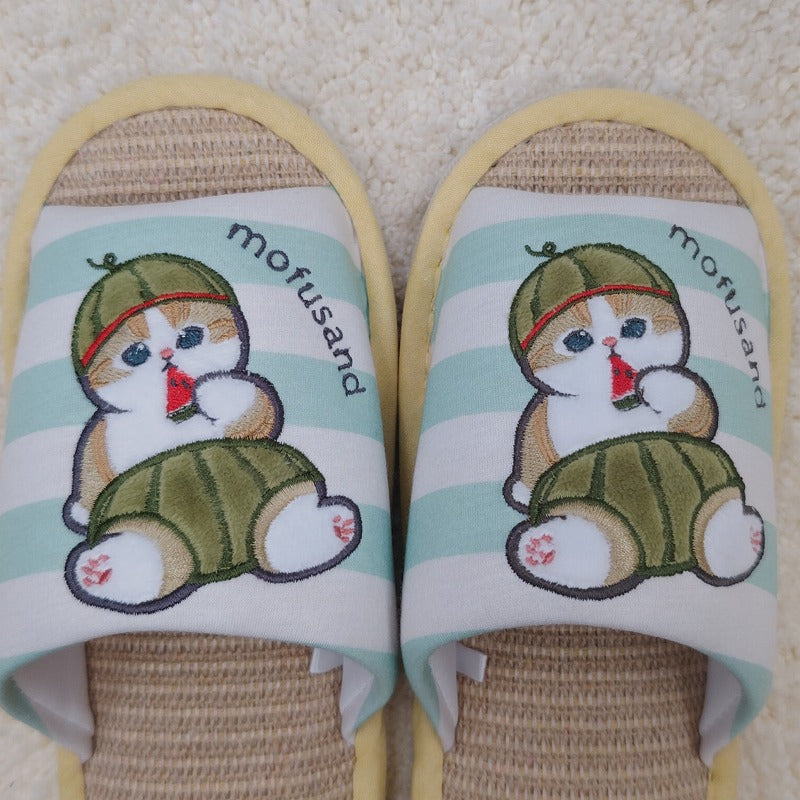 mofusand Jute slippers (watermelon cat)