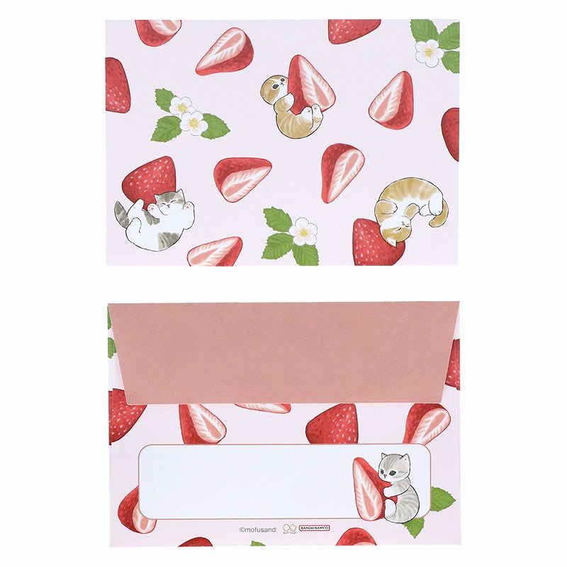 mofusand 미니 편지 세트 (딸기 차)