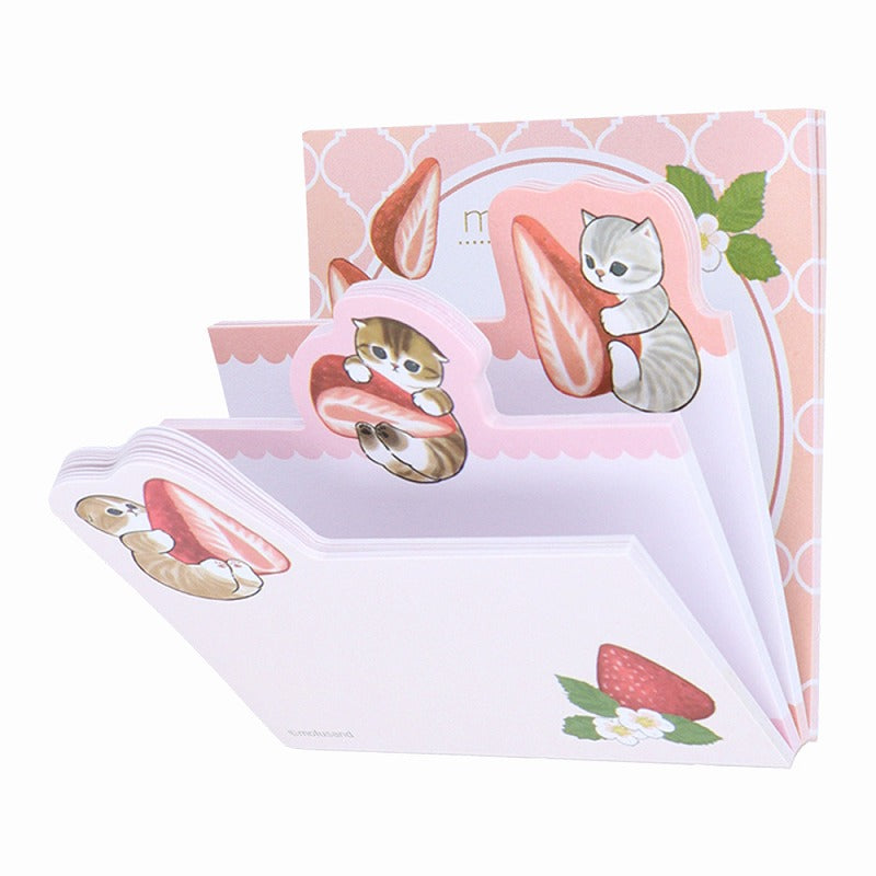 mofusand 다이 -컷 블록 스티커 메모 (딸기 차)