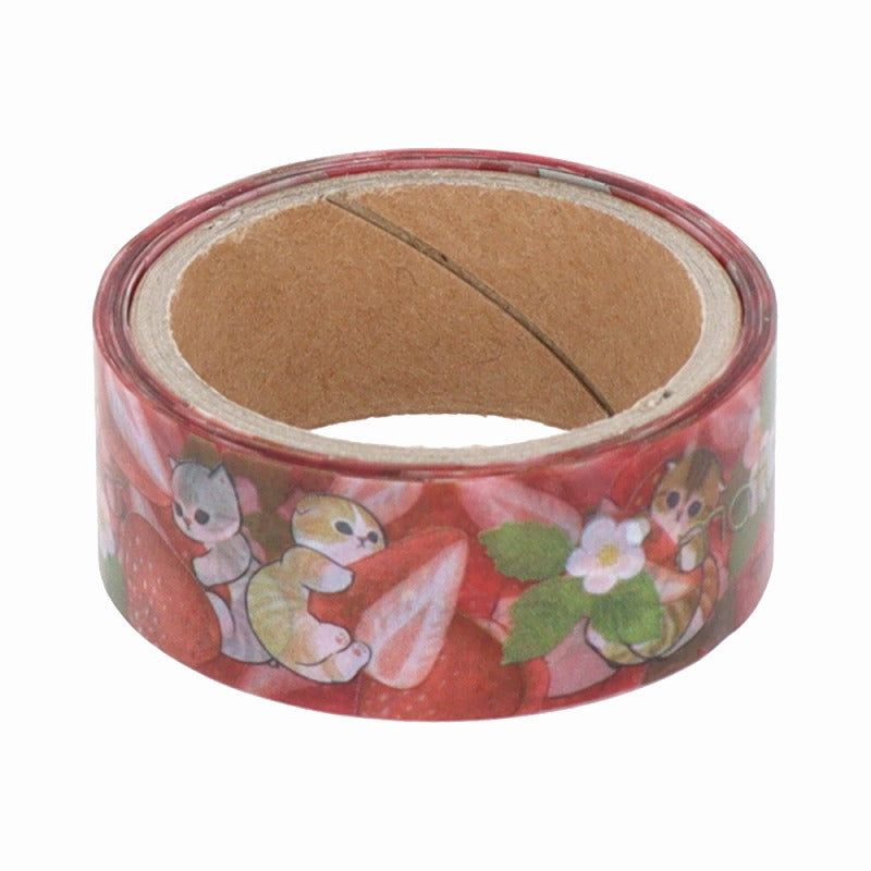 mofusand 투명한 마스킹 테이프 (딸기 차)