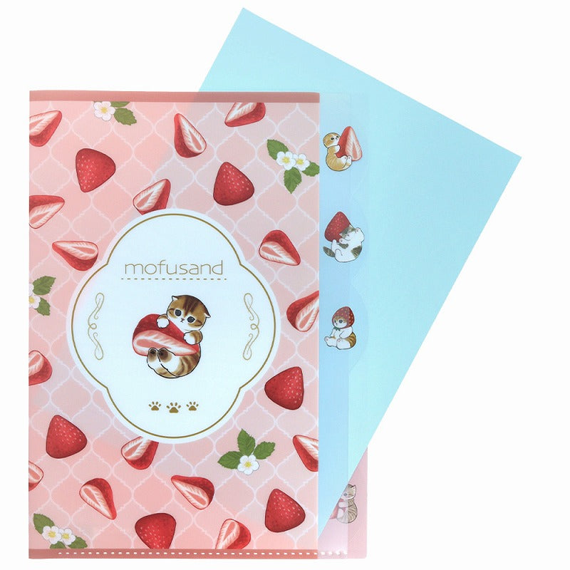 mofusand 다이 -컷 클리어 파일 5p (딸기 차)