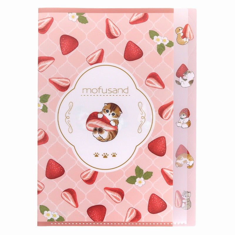 mofusand 다이 -컷 클리어 파일 5p (딸기 차)