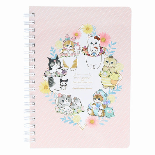 mofusand× Sanrio Characters W Ring Notebook B6 (Flower)