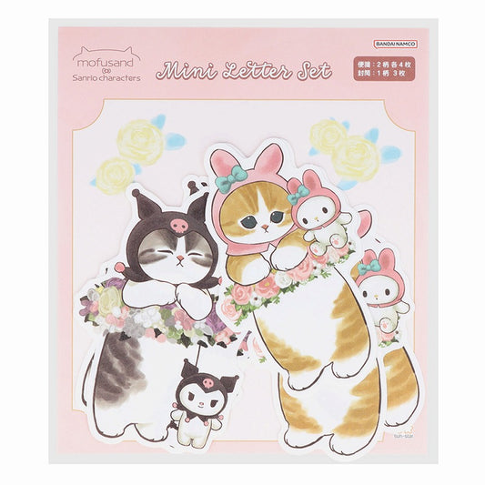 mofusand× Sanrio Characters Die Cut Mini Letter Set (Flower)